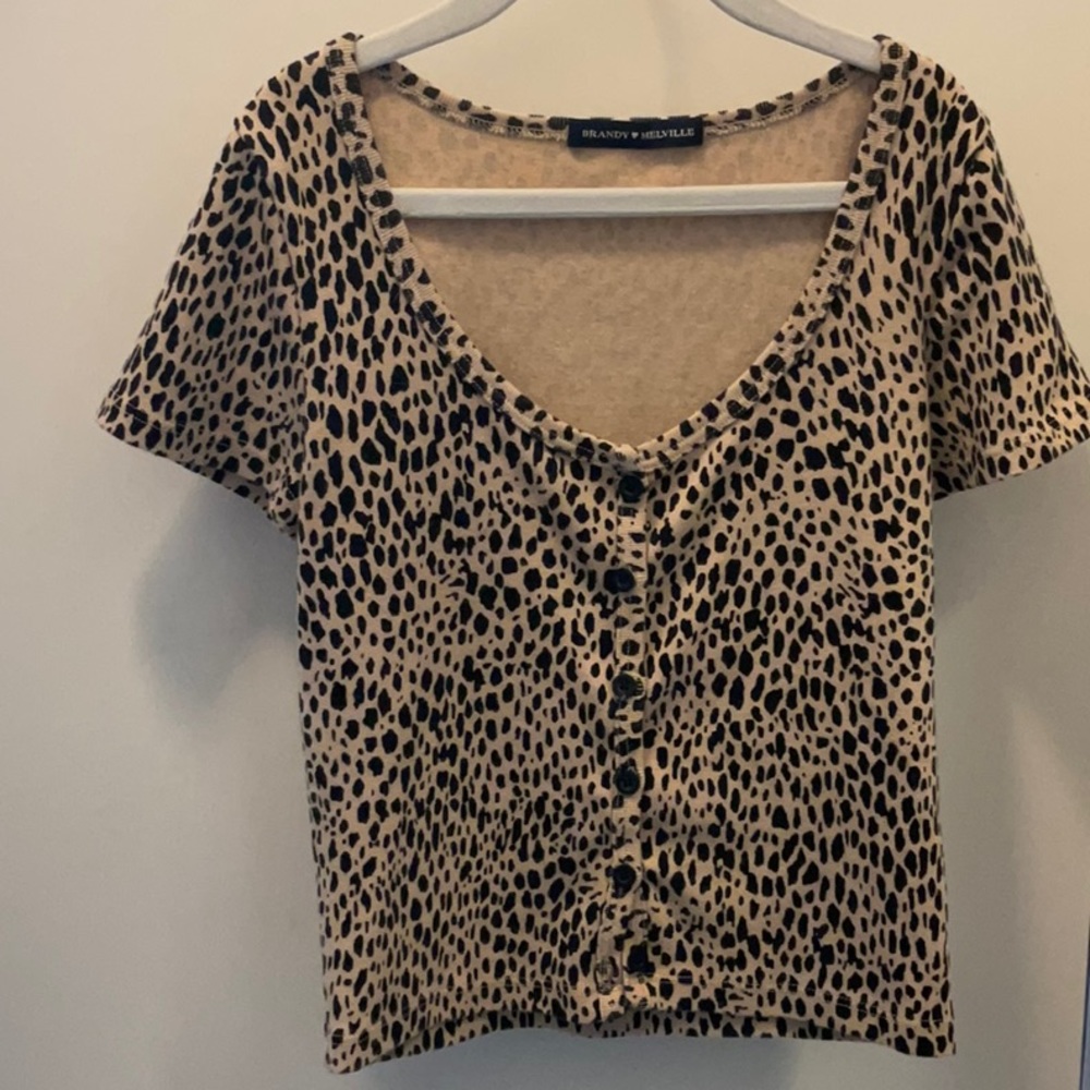 Cheetah top with buttons (NEVER WORN)